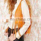 2015 New Style Sleeveless Tassels Women PU Leather Jacket thumbnail-3