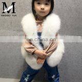 2016 European Winter New Girls Light Blue Cute Plush Real Fox Fur Kids Fur Vest thumbnail-5