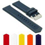 18 20 22 24mm Textured Stitch Silicone Rubber Watch Band Strap thumbnail-2