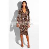 Sexy Leopard Dress Printed Zipper Belt Dress Sexy Dress for Party thumbnail-1