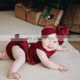 2019 Summer Red Girls Dress & Ruffle Bloomer Pants & Headband 3pc Set thumbnail-2
