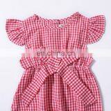 2019 Newborn Toddler Outfits Flying Sleeve Bow Plaid Romper Summer Girls Romper thumbnail-6