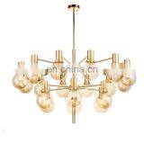 Modern Glass Globe Gold Plated Metal Chandelier Pendant Light thumbnail-2