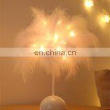New Arrival Modern Luxury LED Feather Table Lamp Pink White Feather Lamp Battery For Bedroom Room Decoration thumbnail-3