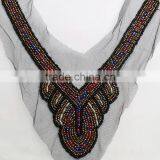 0518L Hot Sale Fashion Handmade Rhinestone Collar Applique, V Shape Rhinestone Applique Collar,beaded Rhinestone Collar Applique thumbnail-3