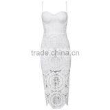 Summer Dress Hot Selling 2015 New Women Elegant and Sey White Lace Evening Party Bandage Dress Bandage Bodycon Women Wearing thumbnail-1