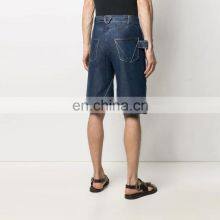 Summer Factory Oem Fashion Custom Logo Wide Legging Blank Denim Shorts for Men thumbnail-3