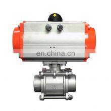 COVNA DN50 2 Inch 2 Way 3 PCS 1000 WOG 316 Stainless Steel Pneumatic Actuated Butt Weld Ball Valve thumbnail-1