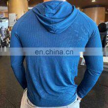 Wholesale Mens 100% Polyester Fabric Sport Designed Embossed Tshirts With Hoodie High Quality Tshirt Custom thumbnail-3