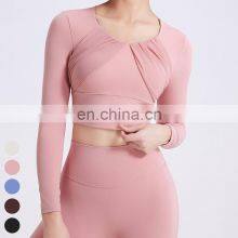 Custom Yoga Tops Quick Dry Warm Running Clothing Spelling Yarn Fixed Cup Sports Bra Gym Fitness Tshirt Yoga Crop Top For Women thumbnail-1