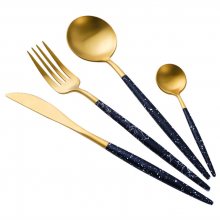 Royal Stainless Steel Restaurant Black and Gold Flatware Pointed Tail Stainless Steel Matte Gold Cutlery Set thumbnail-5