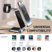 Most Selling Product 5W 7.5W 10W 15W 3 In 1 Wireless Charging Pad Fast Charger Station For Iphone thumbnail-3