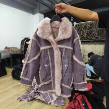 Novo casaco de peles de coelho importado para mulheres, versão coreana de inverno de comprimento médio, casaco de pele solto e esguio thumbnail-3