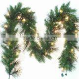 LED Decorated Artificial Christmas Garland with warm white lights