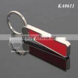 Promotional Trapezoid Stainless Steel Keyring Zinc Alloy Silver Plated Highly Polished Metal Blank Key Ring thumbnail-3