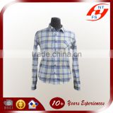 2015 latest fashion Women ladies woven long sleeve OL check plaid cotton 100% shirt and blouse