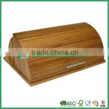 durable semicircle bamboo bread bin/box with stainless steel handle