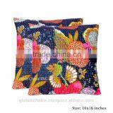 Indian Ethnic Quilt Kantha Floral Handmade Cushion Cover thumbnail-1