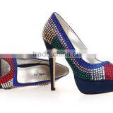 2013 latest wedding shoes One pair Sample availble High wedges Large size women wedding crystal high heels