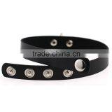Fashion Handmade Punk Gothic Double O Shaped Metal Leather Button Jewelry Collar Choker Necklace thumbnail-4