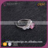 R63492K01 Sapphire Hurren Sultan Spikes Stainless Steel Pink 5 Lucky Colored Stones Silver Ring thumbnail-2