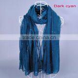 Top Popular Pure Color Diamond Women Scarf Voile Scarves 180*90 Pashmina Muslim thumbnail-4