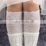 Fashion Crochet Knitted Leg Warmers Boot Cover Lace Trim Legging Sock thumbnail-4