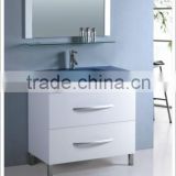 white PVC floor mounted tempered glass bathroom cabinet MJ-2031
