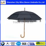 Wholesale classic automatic custom OEM amazon hot sale air vents wooden stick umbrella with wood hook handle
