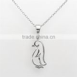 real 925 solid ladies silver openwork penguin pendant necklace