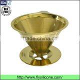 Portable Paperless Stainless Steel Coated Gold Coffee Dripper for Hand Drip