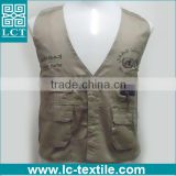 OEM service supply type high quality Momusco offshore life 100% cotton canvas/mesh lining work vest with many pockets(LCTU0061)