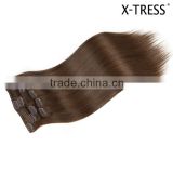 full head 20inch 113g instant chestnut brown 7pcs true double drawn natural remy virgin clip in chinese human hair extension