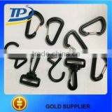 Custom plastic spring loaded hook,black plastic carabiner hook clips for bag