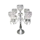 Free shipping High quality 5 arms crystal candle holders suitable for wedding table decoratioin