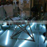 Glass Top Stainless Steel Base Dining Table and Chair AH126 thumbnail-5