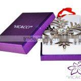 VICACCI 14K White Gold Plated Metal Xmas Snowflake Ornament With White Crystals From Swarovski thumbnail-6
