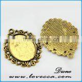 Antique Gold Blank Cameo Setting Pendant,Customized Antique Gold Metal Setting,antique Gold Oval Cabochon thumbnail-1