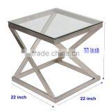 Popular Style Stainless Steel Modern Gold Color Coffee Table With Glass Top thumbnail-4