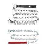 Durable Dog Choke Chain Pet Leash With Leather Leash,High Quality Dog Leash Choke Chain And Metal Chain Pet Leash thumbnail-1