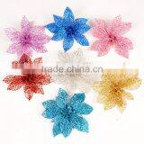 Cheap 6" Glitter Hollow Wedding Party Decor Christmas Flowers Xmas Tree Decorations thumbnail-1