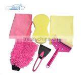 Sweet Pink Color 7 Pcs Microfiber Towel for Car Cleaning , Car Washing Bag thumbnail-1