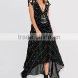 Boho Clothing Chiffon Maxi Embroidered And Beaded Dress Ladies Fashion Dresses With Pictures 2016 HSD5815 thumbnail-2