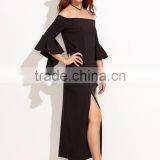 Women off Shoulder Ruffle Sleeve Maxi Dress Latest Western Dress Patterns for Girls thumbnail-5