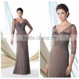 Beautiful Deep v Neck Sleeve Chiffon Evening Long Dress Prom thumbnail-1