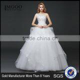 Floral Lace Trim Hem One Shoulder Crystals Pearl Ball Gown Appliques Lace Tulle Customize Wedding Dresses thumbnail-1