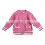 Two Pockets Girls Cable Knit Pattern Open Chest Cardigan Sweater thumbnail-1