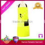 Hot Sale Yellow Printed Sexy Cotton Long Apron With Black Pockets thumbnail-1