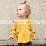 S33592W Baby Girls Autumn Blouse Fashion Pure Color Falbala Blouse thumbnail-2
