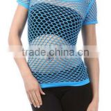 sexy club turquoise seamless short sleeve mesh netting tank top